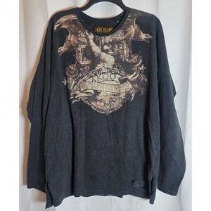 AKOO Mens Long Sleeve Shirt Sz 2xl Dark Gray Graphic